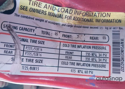 2005 Ford Focus Zx4 из США, поврежденный, VIN 1FAFP34N35W262327